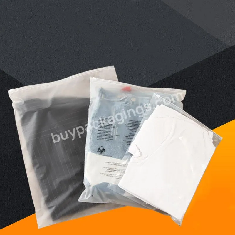 Warning notice transparent frosted PE plastic zipper bag for clothing underwear socks