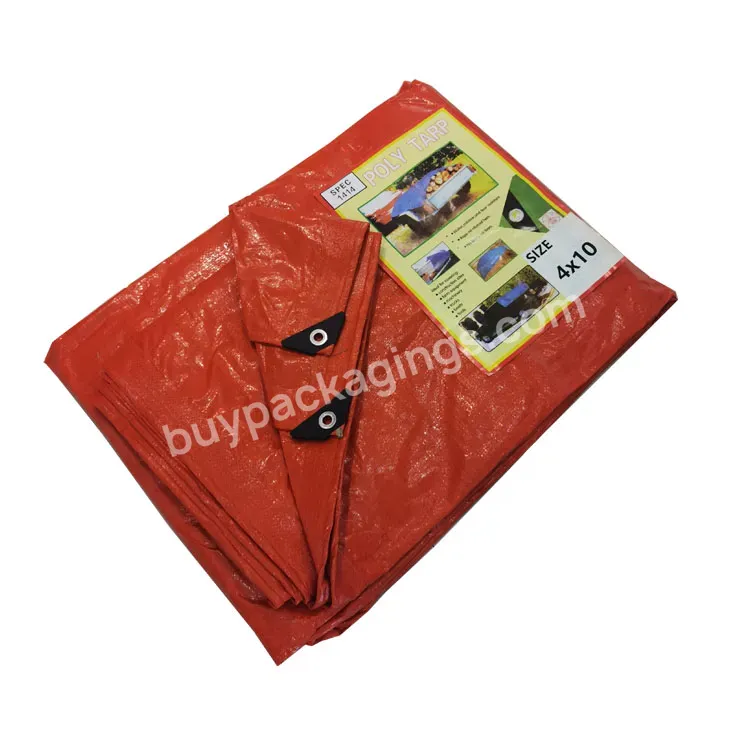 Water Resistant Virgin Material Hdpe With Uv Resistance Orange Blue Sheet Woven Pe Tarpaulin