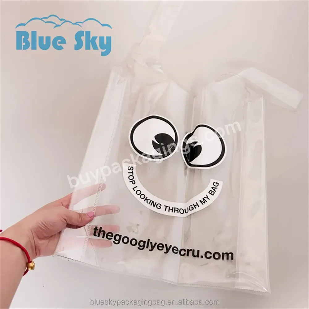 Waterproof 1 Most Popular Recyclable Custom Print Your Own Logo Tote Bag Clear Pvc Shopping Tote Bag Beach Bag