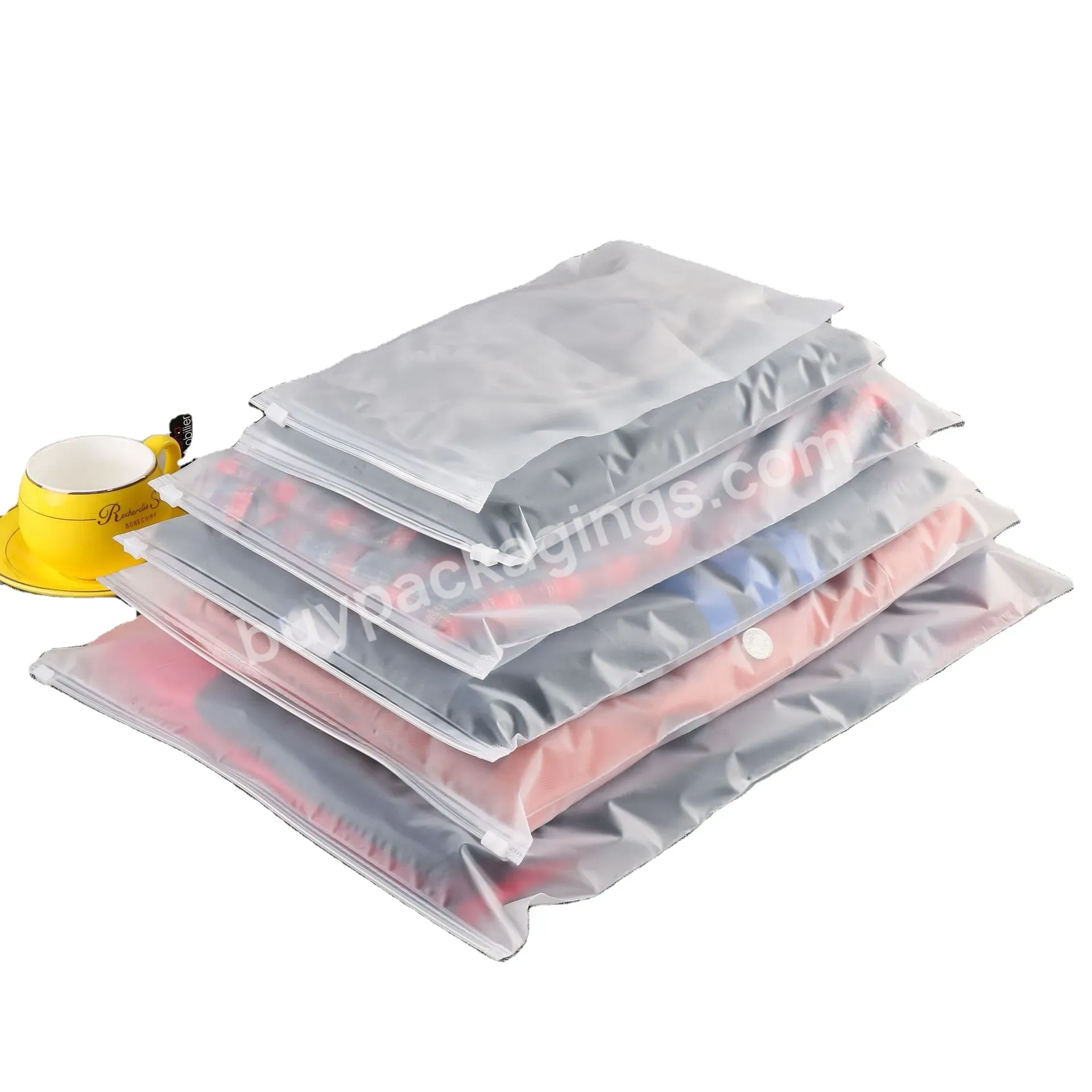 Waterproof Custom Zip Lock Frosted Flat Poly Bag Slider Zipper Packing Bag For Underwear Clothing Zipper Poly Bag