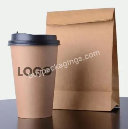 Waterproof Eco-friendly Fast Food Packaging Container Hot Drinking Disposable Kraft Paper Coffee Cups With Lid