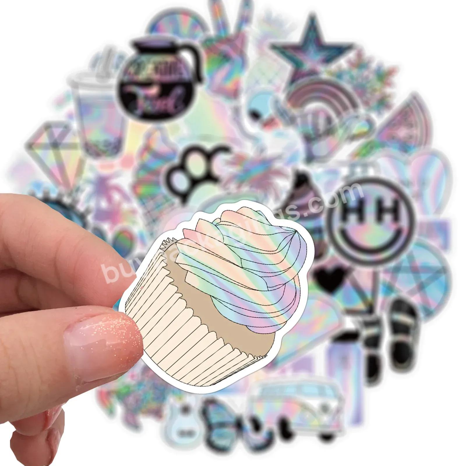 Waterproof Hologram Vinyl Pvc Die Cut Label Rainbow Effect Custom Adhesive Print Company Logo Sticker Sheet