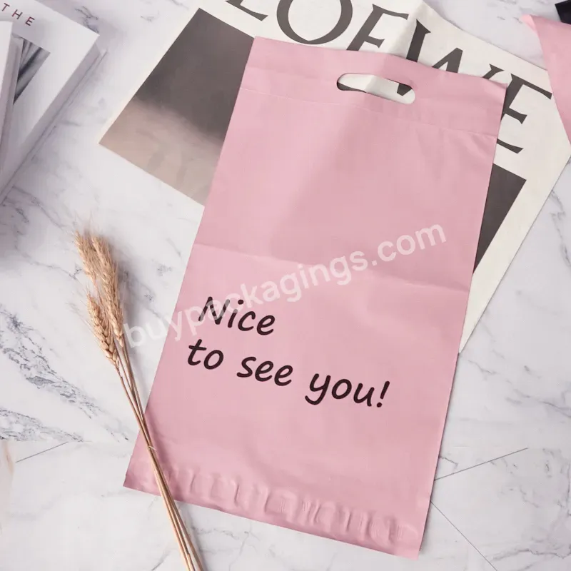 Waterproof Matte Pink Plastic Poly Envelope Mail Packaging Courier Shipping Mailer Bag With Handle - Buy Matte Pink Plastic Poly Envelope Bag,Shipping Mailer Bag With Handle,Poly Packaging Courier Shipping Mailer Bag.