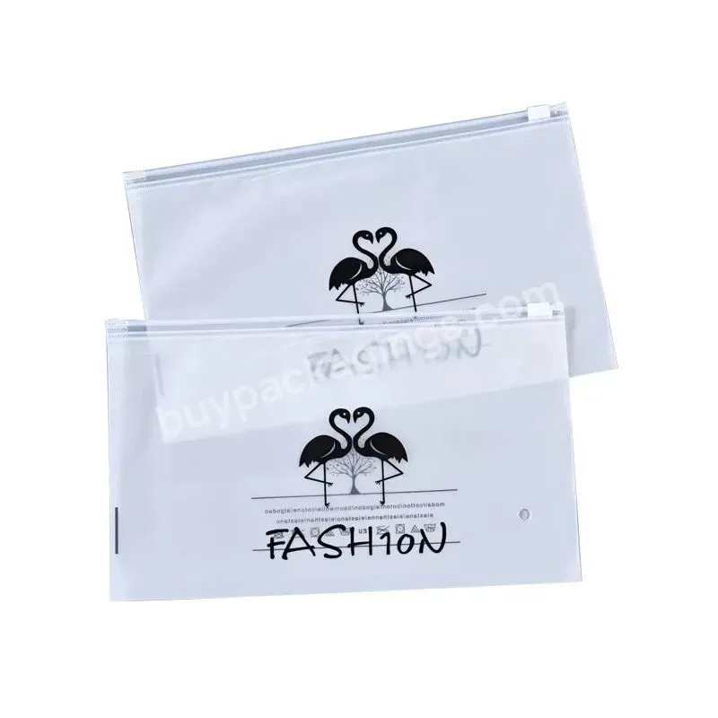 Waterproof Plastic Bag Custom Logo Clear Transparent Frosted Pe Zipper Poly Bag For Clothing Packaging