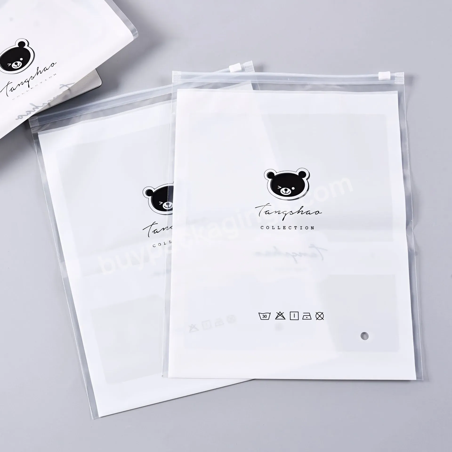 Waterproof Plastic Bag Custom Logo Clear Transparent Frosted Pe Zipper Poly Bag For Clothing Packaging