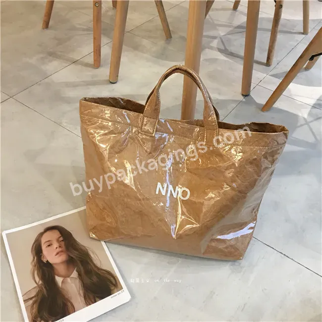 Waterproof Reusable Large Kraft Dupont Paper Tote Bag Canvas Handbag Durable Tyvek Tote Pvc Shopping Bag