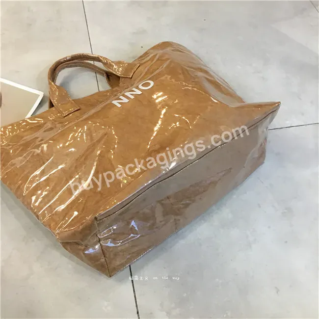 Waterproof Reusable Large Kraft Dupont Paper Tote Bag Canvas Handbag Durable Tyvek Tote Pvc Shopping Bag