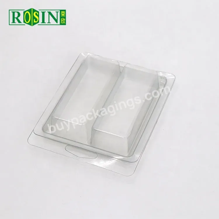 Wax Melts Mold Customized Plastic 2 Cells Rectangle Pet Wax Melts Clamshell Sample Container