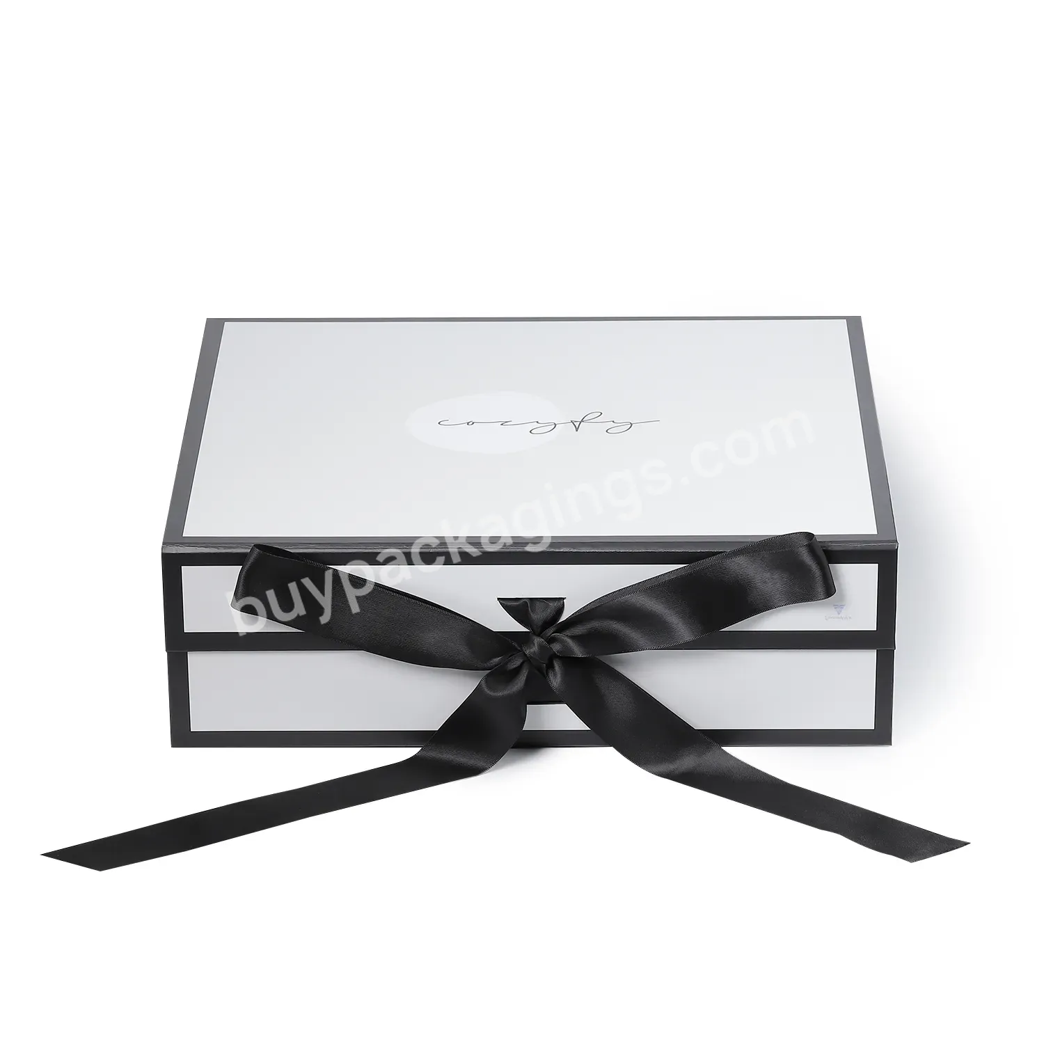 Wedding Black And White Group Gift Box With Changeable Ribbon And Magnetic Closure For Luxury Packaging Fold Sturdy Box