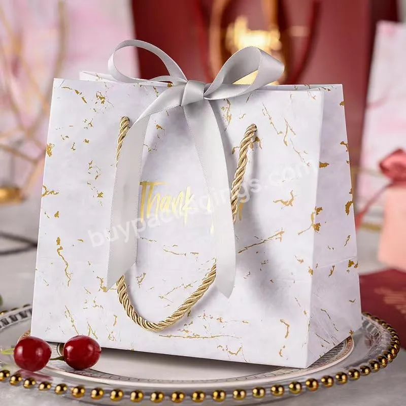 Wedding Favor Recyclable Handbag Business Packaging Marble Gift Paper Bag Custom Logo Weeding Gift Paper Shopping Bag