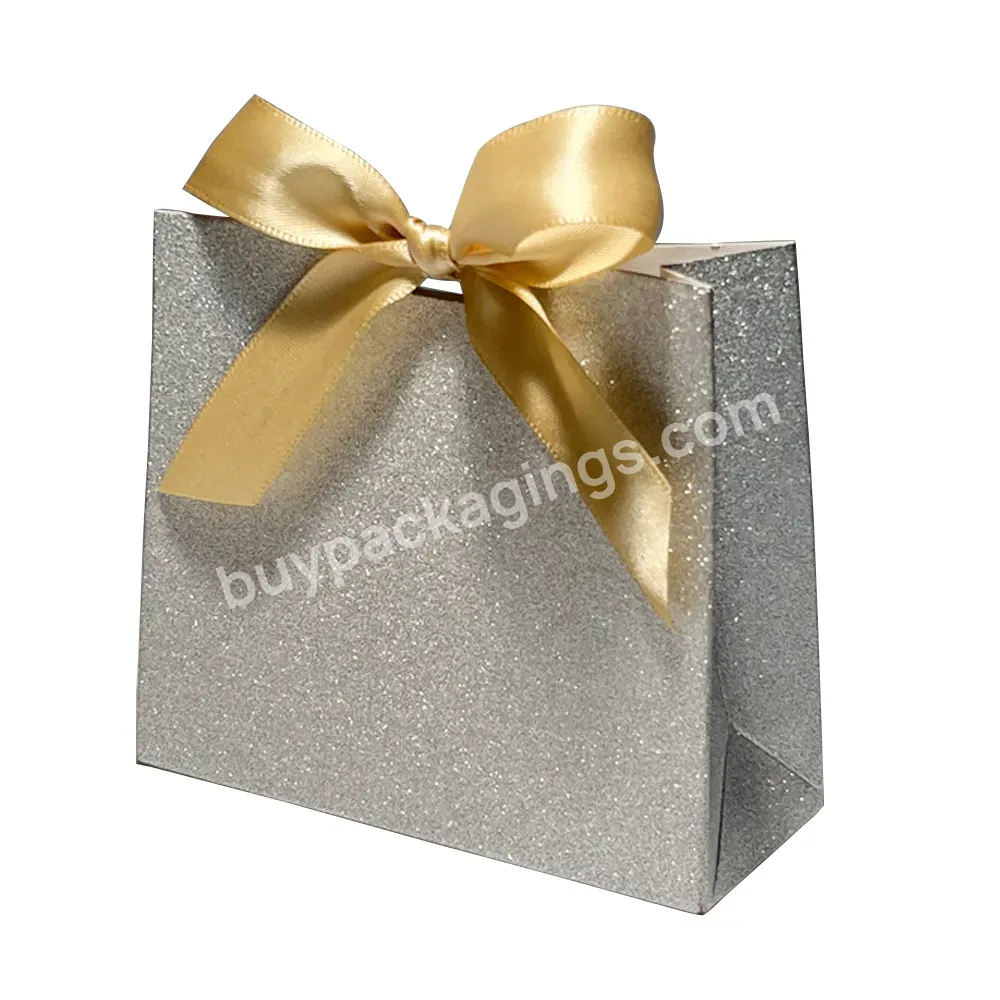 Wedding Favors And Birthday Party Luxury Shopping Bag With Ribbon Gift Boxes Glittering Box Paper Christmas Gift Packaging Bag