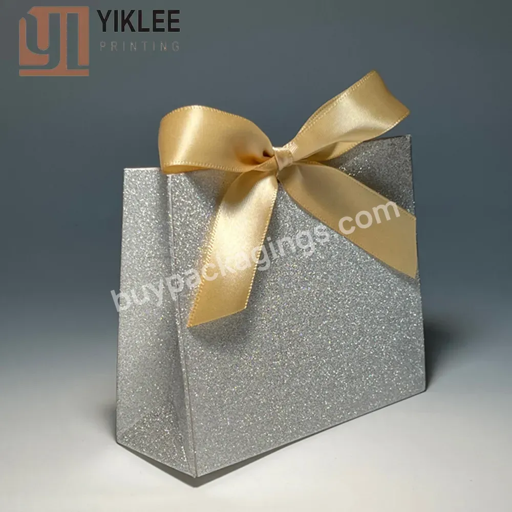 Wedding Favors And Birthday Party Luxury Shopping Bag With Ribbon Gift Boxes Glittering Box Paper Christmas Gift Packaging Bag