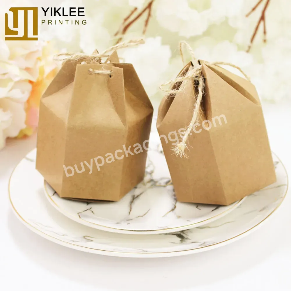 Wedding Party Christmas White Paper Gift Boxes Twine Candy Chocolate Gift Packing Wrap Lantern Hexagon Kraft Paper Package Box