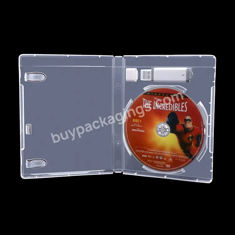 Weisheng Dvd Case With Usb Holder Plastic Usb Flash Drive Case Clear Packaging Box Transparent Case Lid Customized Logo