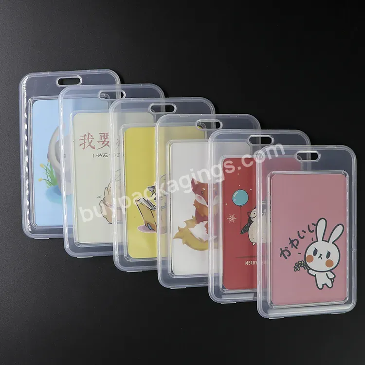 Weisheng Wholesale Identity Card Case With Lanyard Plastic Badge Card Holder Custom Transparent Bus Card Case