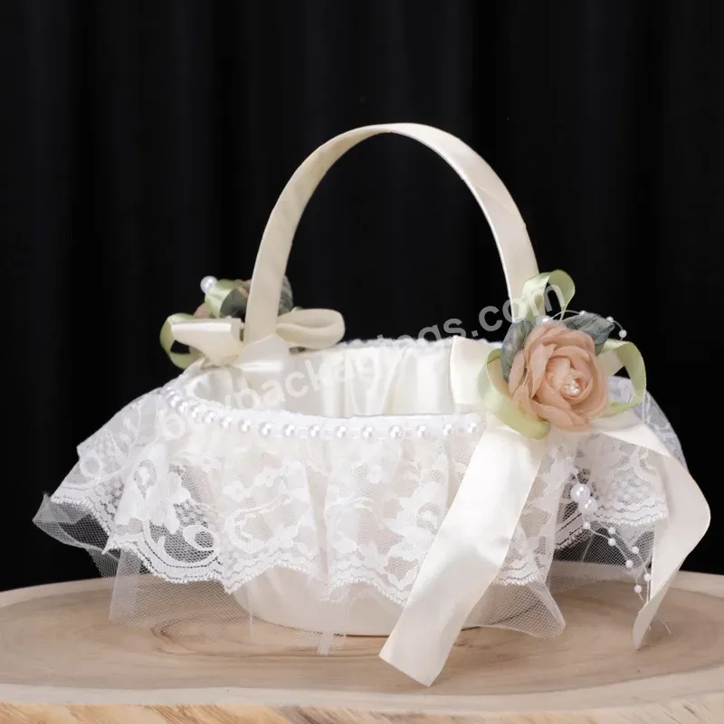 Western Style Wedding Flower Basket Silk Rose Silk Cloth Flower Basket Wedding Flower Basket Wedding Celebration Supplies