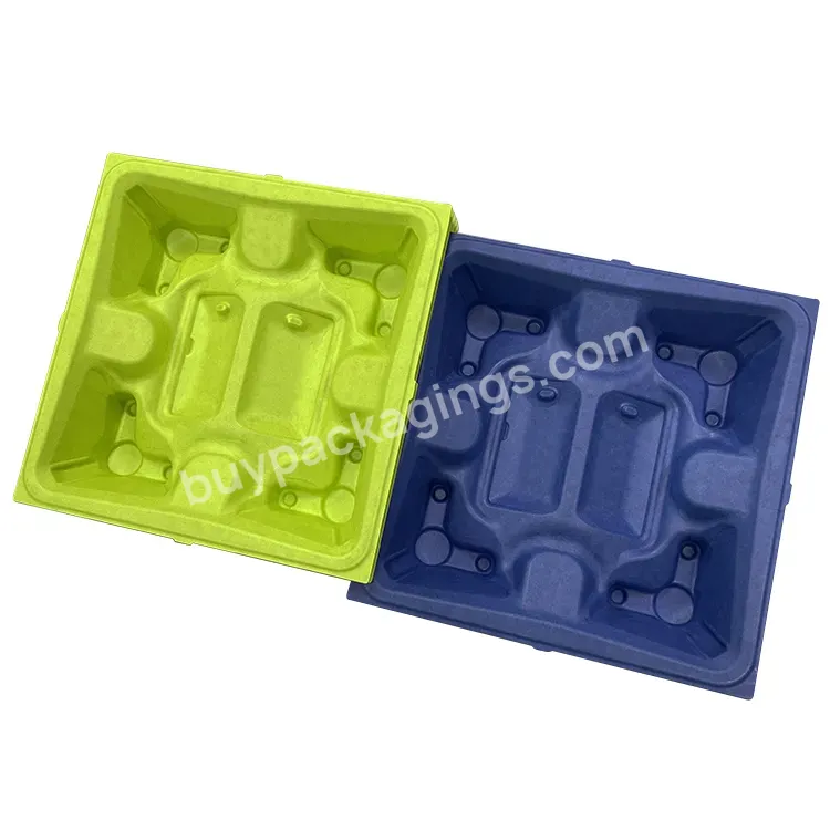 Wet Press Wide Use Recyclable Bagasse Pulp Paper Custom Packaging Tray For Consumer Electronics