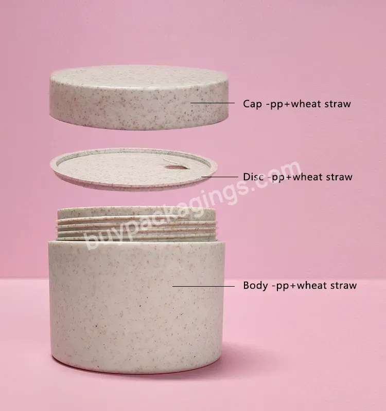 Wheat Straw Cosmetic Jar 50g 100g 200g 250g Eco Jars Plastic Packaging Recycle Eco Friendly Beige Pink Cosmetic Jar Container