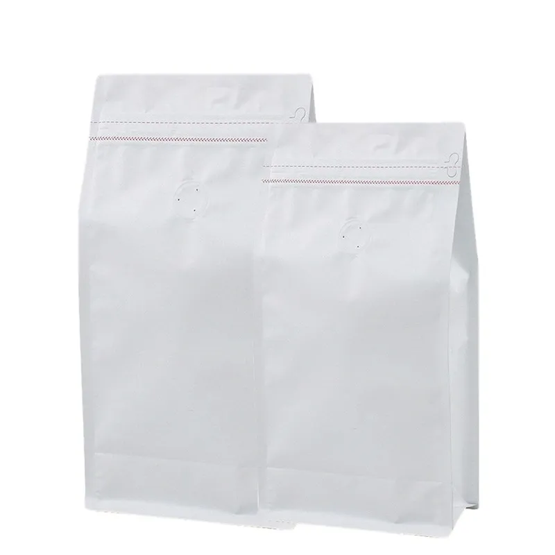 White 250G half a pound Unprint 12Oz Square Box Block Flat Bottom Coffee Bag