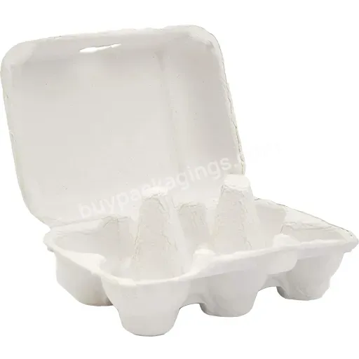 White 6 Holes Egg Holder Quail Egg Trays With Lid Biodegradable Pulp Egg Carton 6 Sets Holes Wholesale Supplier Custom