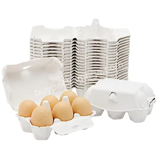 White 6 Holes Egg Holder Quail Egg Trays With Lid Biodegradable Pulp Egg Carton 6 Sets Holes Wholesale Supplier Custom