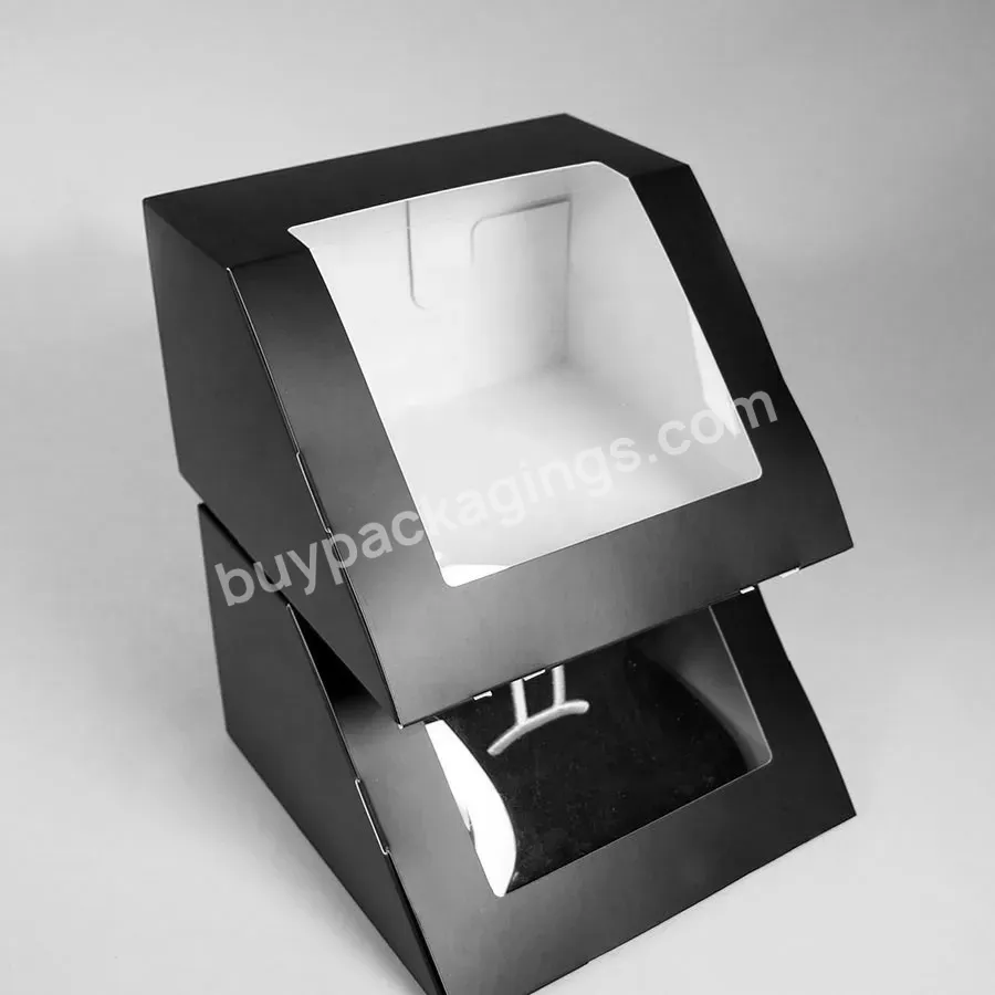 White Baseball Hat Cap Box Packaging Logo Gold Stamping Snapcap Shipping Box Snapback Hat Paper Box Custom With Clear Window