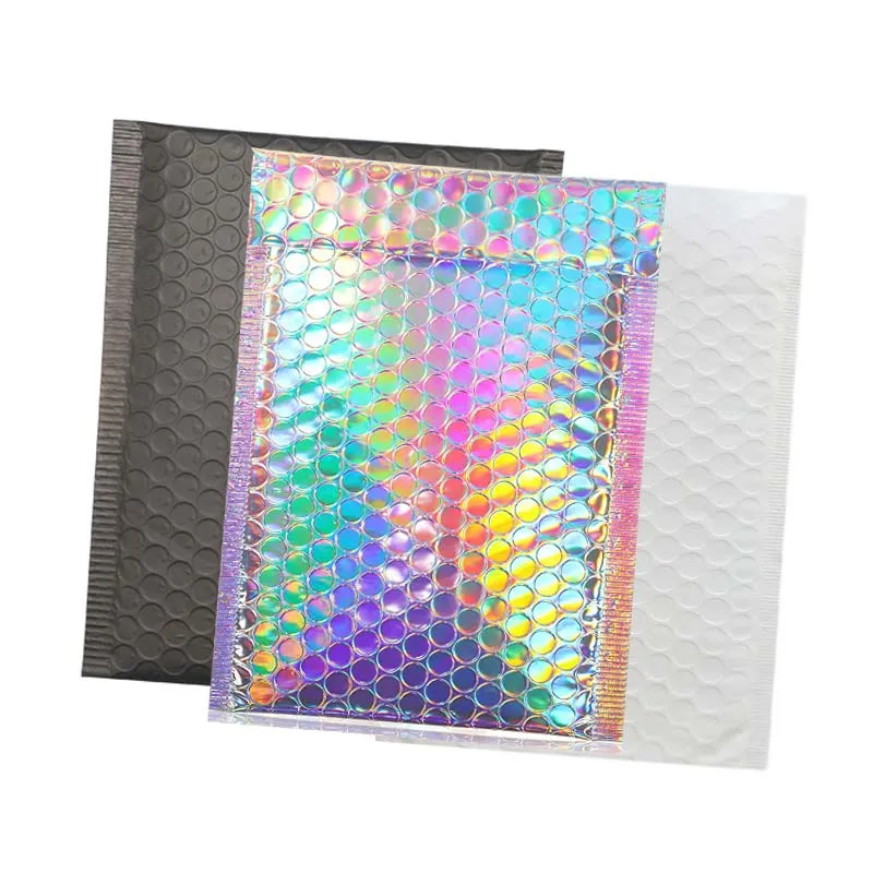 White Big Slider Holographic Transparent Shipping Metalized Air Esd Slide Rite Matte Black Plastic Bubble Mailing Bag