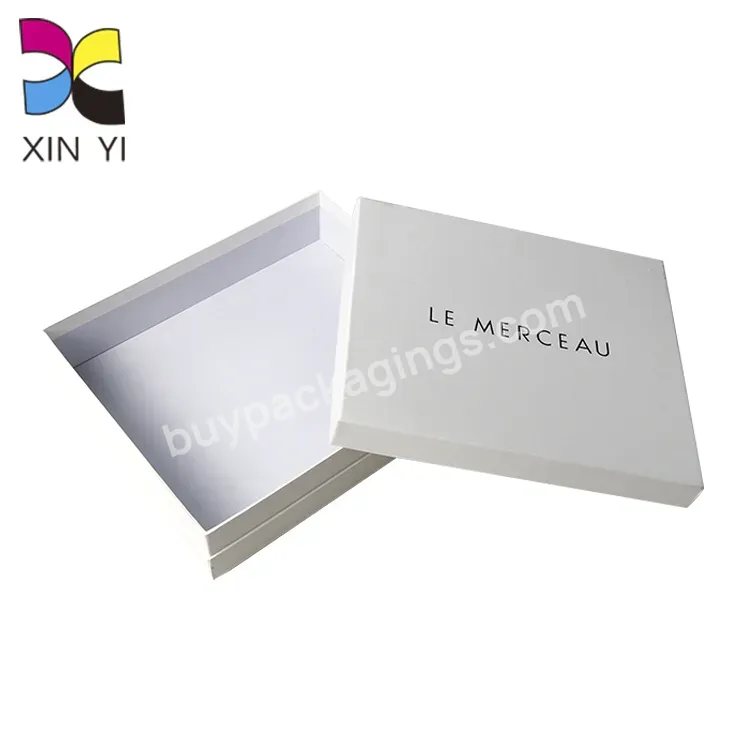 White Black Foil Logo Lid Base Clothes Paper Gift Boxes Cardboard Packaging Box