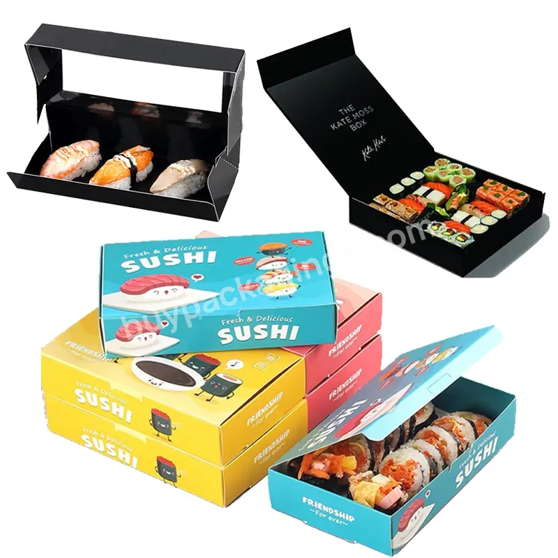 White Card Board Take Away Out Japanese Food Grade Sushi Bento Box Disposable Paper Food Packaging Sushi Box