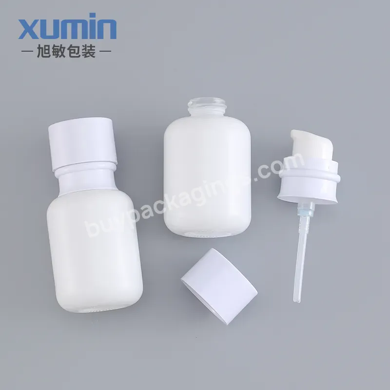 White Cosmetic Glass Jars And Bottles 50g 50ml 110ml 150ml Lotion Pump With Skin Care Packaging