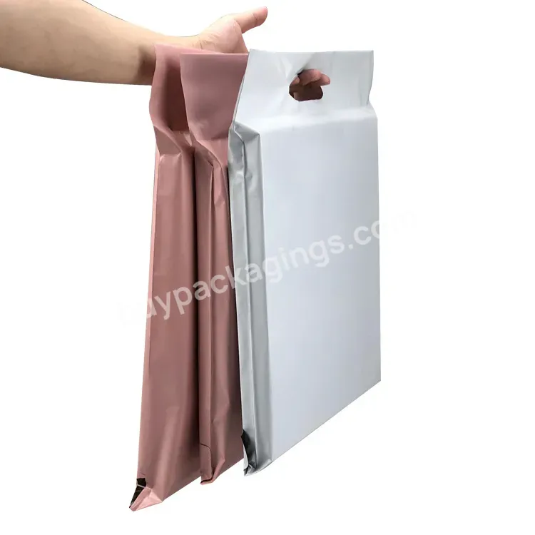 White Custom Logo Printed Courier Shipping Package Postage Parcel Mailing Poly Mailers With Handle