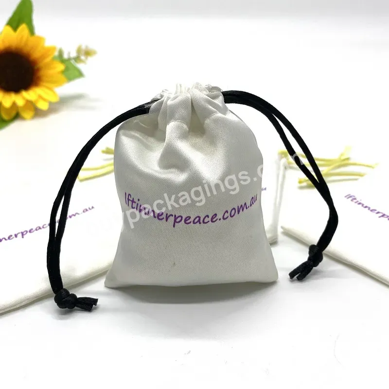 White Custom Logo Size Color Luxury Microfiber Earrings Necklace Jewelry Packaging Drawstring Bag Gift Jewelry Pouch