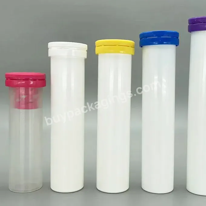 White Desiccant Candy Packaging Tube Vitamin C Effervescent Tablet Bottles With Spring Cap Effervescent Tube