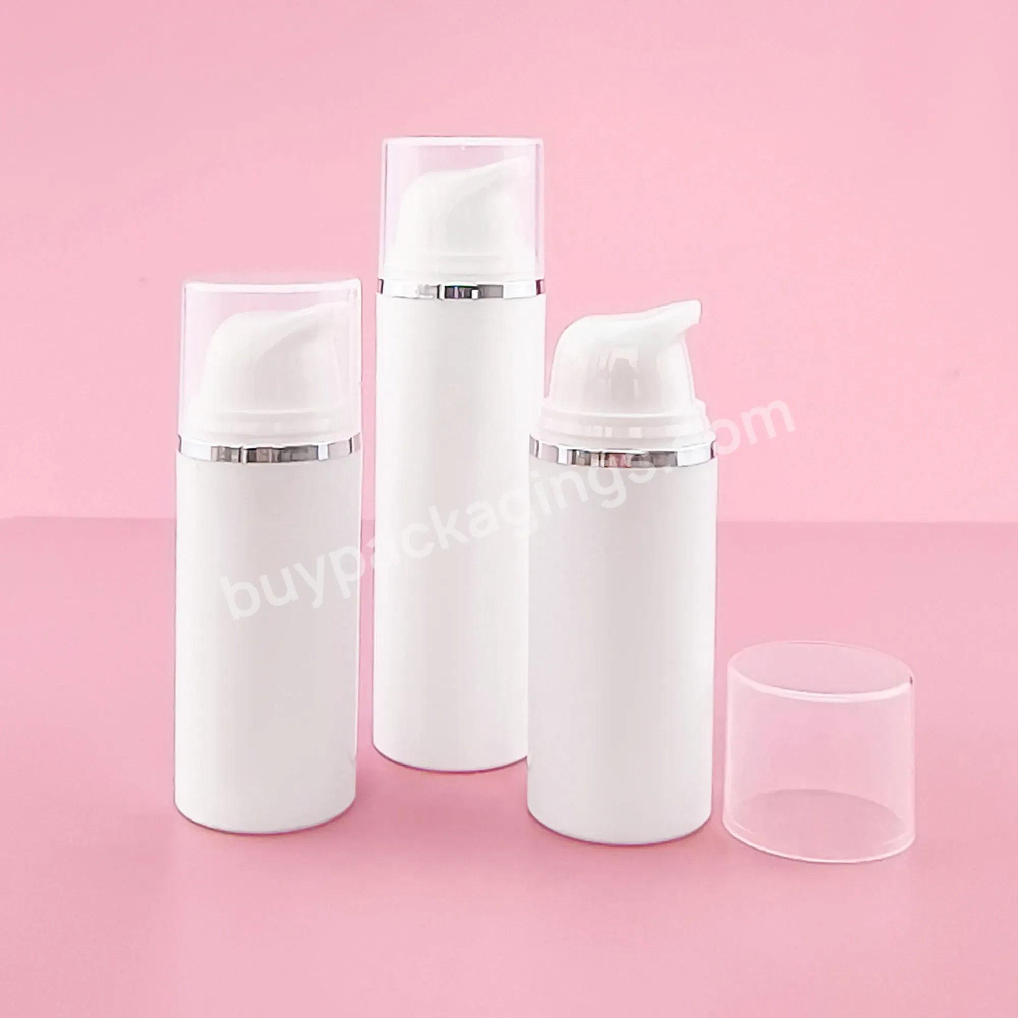 White Empty Pp Plastic Cosmetic Packaging Container Serum Lotion 15ml 30ml 50ml Airless Pump Bottle Eco-friendly Refillable