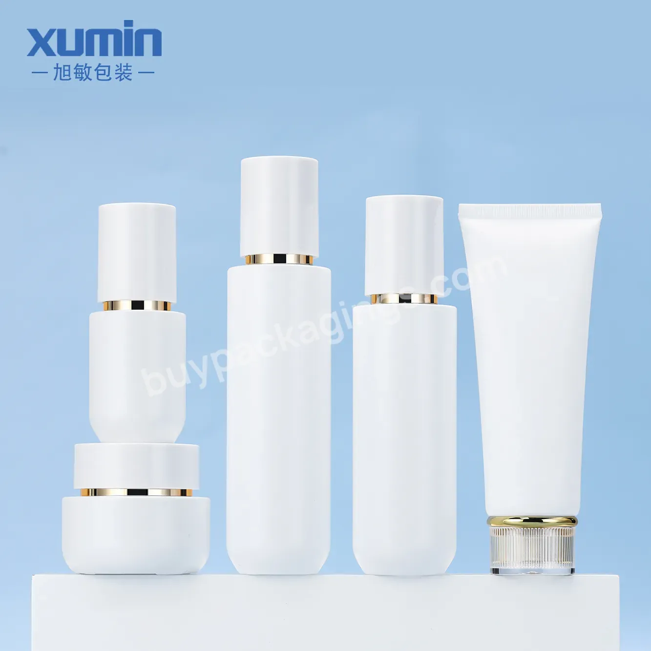 White Glass Pump Bottle 30ml 100ml 120ml With 50g Cream Glass Jar And 100ml Plastic Tube Glass Pump Bottle For Skincare Package