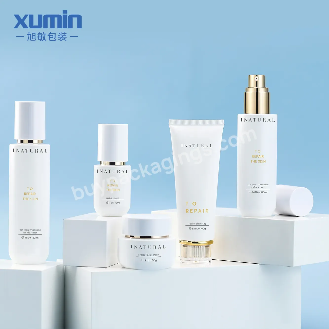 White Glass Pump Bottle 30ml 100ml 120ml With 50g Cream Glass Jar And 100ml Plastic Tube Glass Pump Bottle For Skincare Package