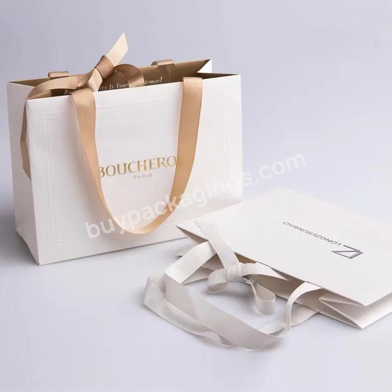 White Kraft Cosmetic Bread Bag Kraft Paper Bread Packaging Kraft Paper Bag For Food For Shoes Clothes Shopping
