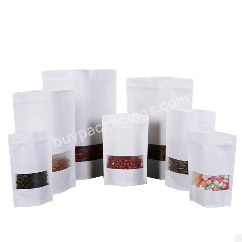 White Kraft Paper Bags Food Grade With Logo Transparent Zip-lock Bag Grade