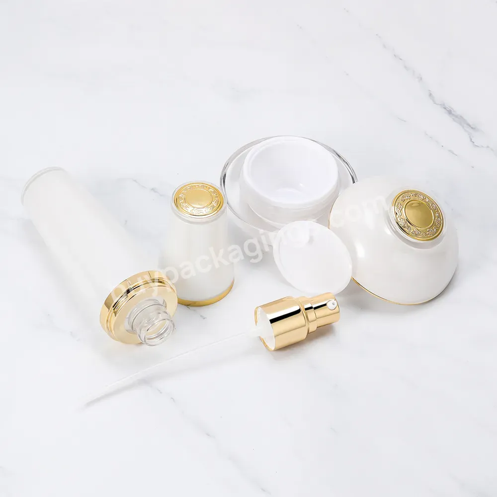 White Light Luxury With Pattern Dome Phnom Penh Multi-size Lotion Cream Set Packaging Container With Pump Head