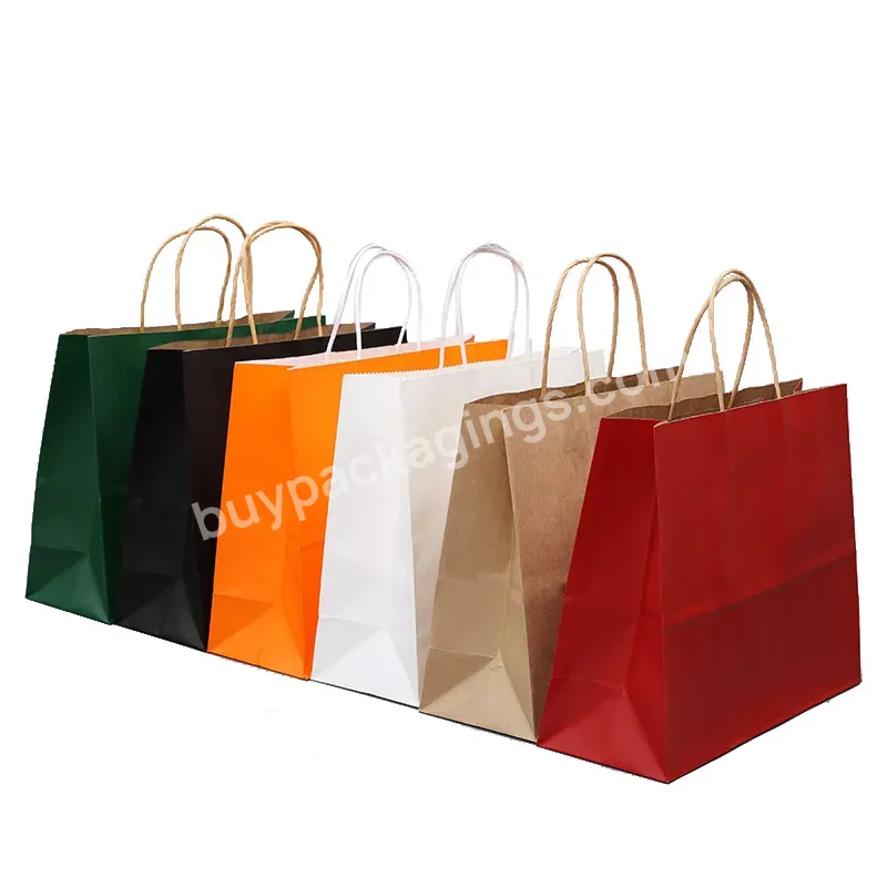 White Or Paper Bags With Handle With Custom Logo Printed For Clothes Packaging