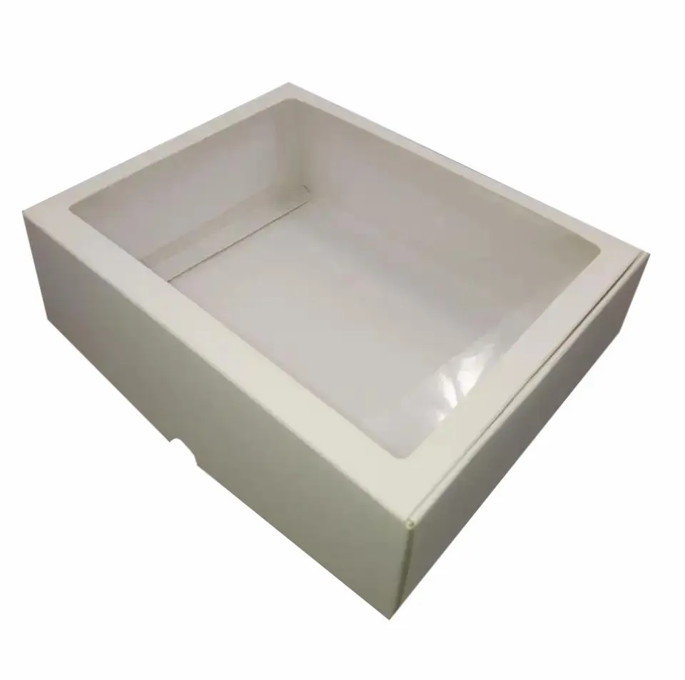 white paper  chocolate cake box with window