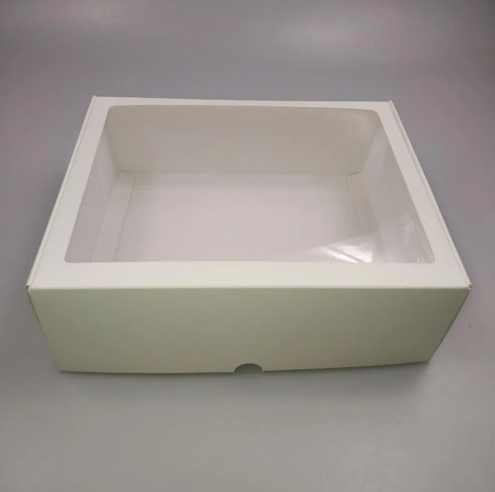 white paper  chocolate cake box with window