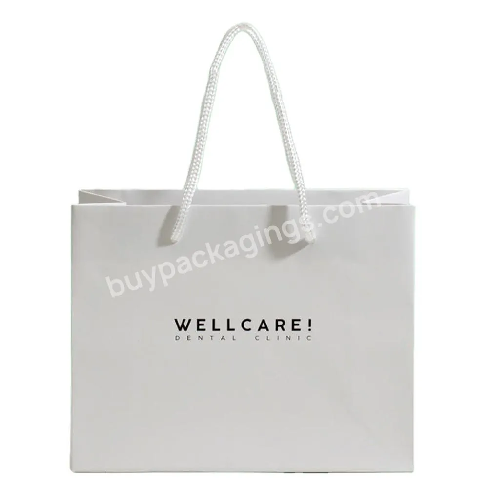 White Paper Shoes Cloth Packaging Gift Shopping Bag With Customized Logo For Apparel