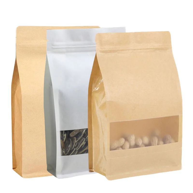 White Pouches Package Scrub Zip Foil Lined Packing Heat Sealed Brown Beans Craft 50G Paper Kraft Bag For