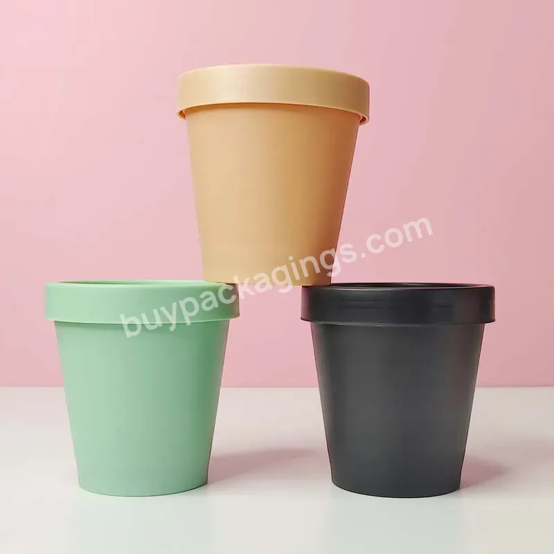 White Pp Luxury Cosmetic Container Green Brown Black Ice Cream Jar Plastic Packaging With Lid For Body Cream - Buy Empty Plastic Jars For Cosmetics,Cosmetic Packaging Pp Plastic Scrub Body Jar,Plastic Pp Amber Cosmetic Jar.