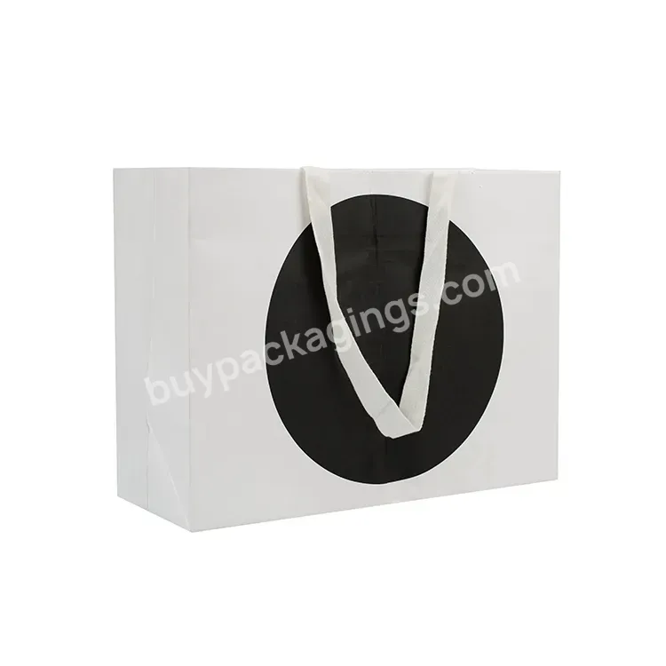 White Printing Paper Bags Gold Stamping Matt Lamination Paper Bags With String Paper Bag