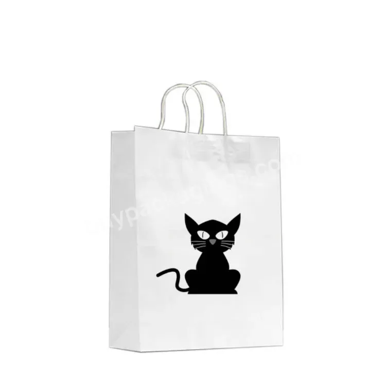 White Printing Paper Bags Gold Stamping Matt Lamination Paper Bags With String Paper Bag