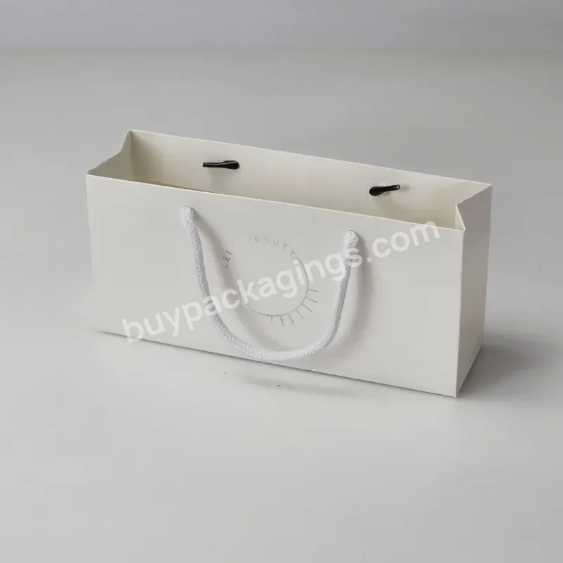 White Sliver Stamping Custom Mini Small Paper Bags For Small Business Cosmetic Paper Bag With Your Own Logo