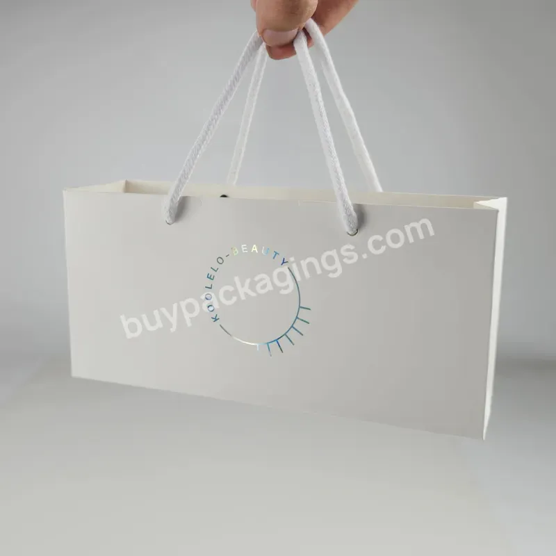 White Sliver Stamping Custom Mini Small Paper Bags For Small Business Cosmetic Paper Bag With Your Own Logo