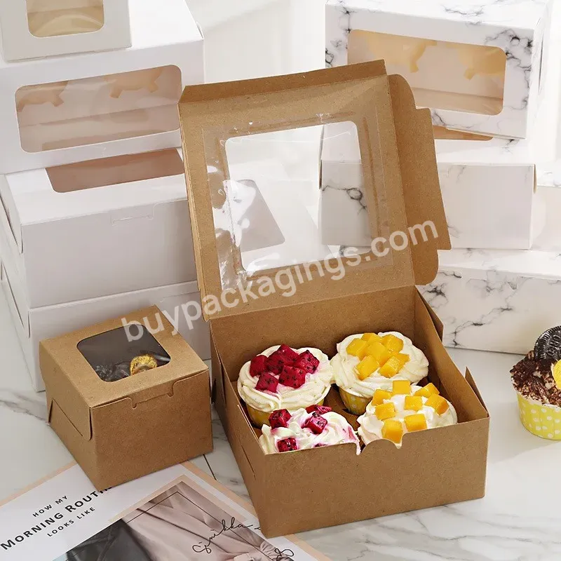 White Square Cake Box Biodegradable Cardboard Box Paper Cake Box With Transparent Window